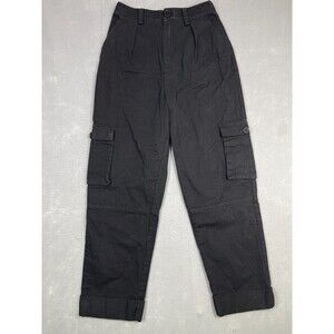 Lovers and Friends Cargo Pants Women's Size XS Pleated High Rise Black Cuffed